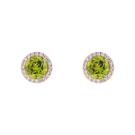 Diamond earrings with Peridot Eternal Sunshine