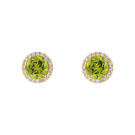 Diamond earrings with Peridot Eternal Sunshine