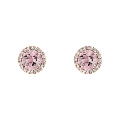 Diamond earrings with Rose Quartz Eternal Sunshine
