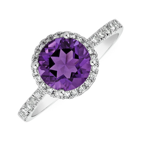 Diamond ring with Amethyst Brazil Sparkly Bonbon