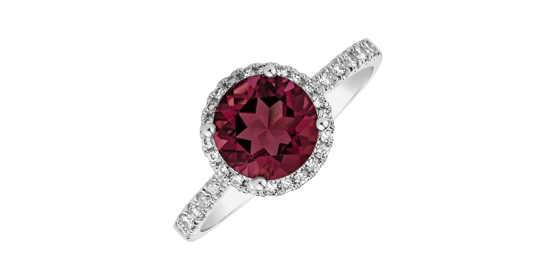 Diamond ring with Rhodolite Sparkly Bonbon