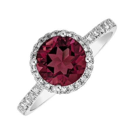 Diamond ring with Rhodolite Sparkly Bonbon