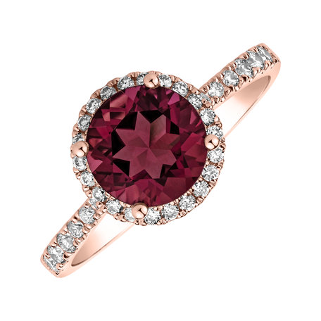 Diamond ring with Rhodolite Sparkly Bonbon