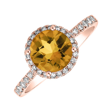 Diamond ring with Citrine Sparkly Bonbon