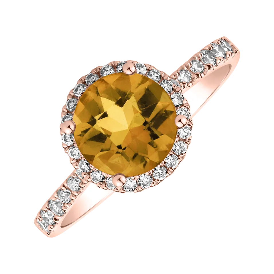 Diamond ring with Citrine Sparkly Bonbon