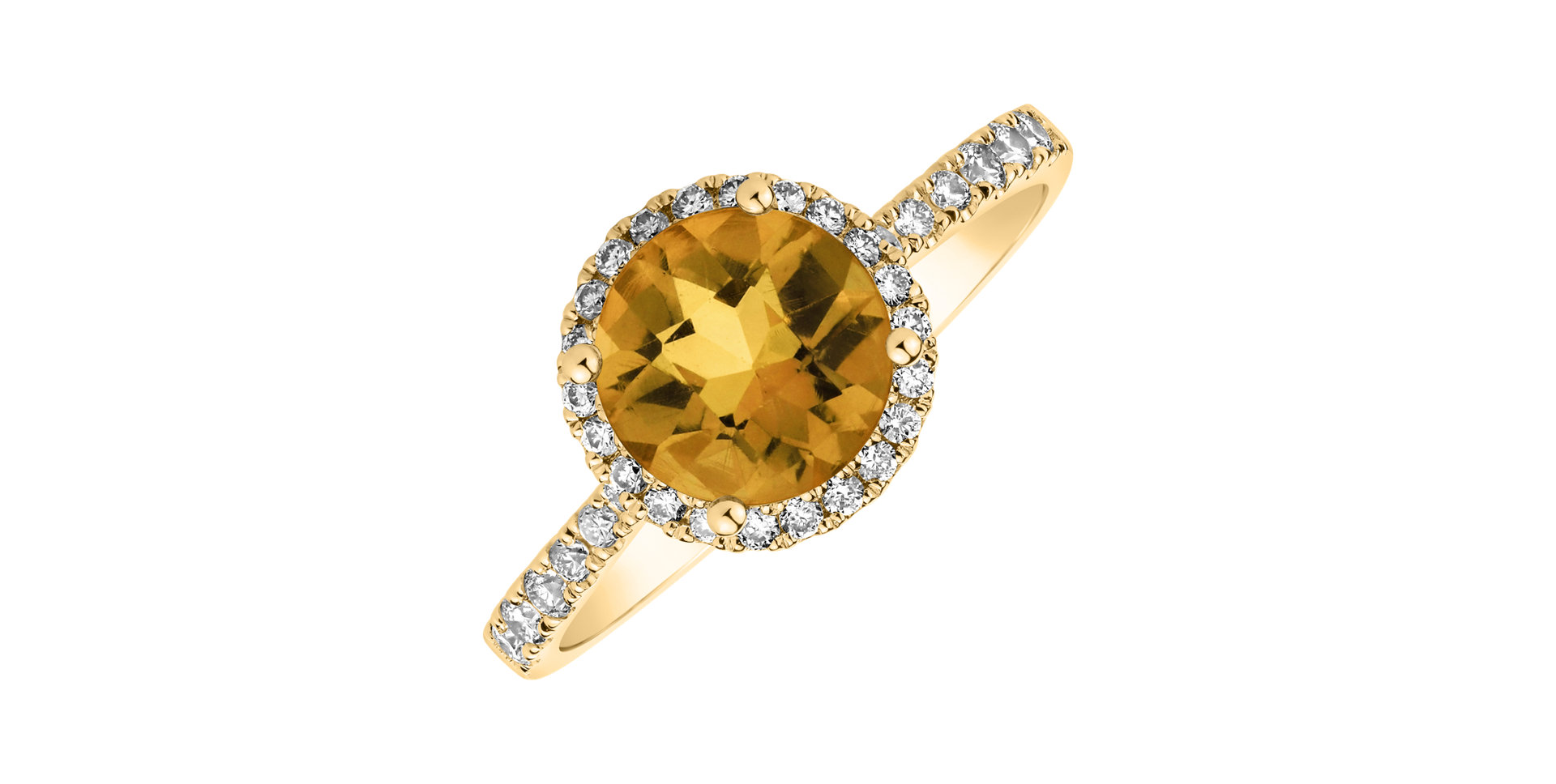 Diamond ring with Citrine Sparkly Bonbon