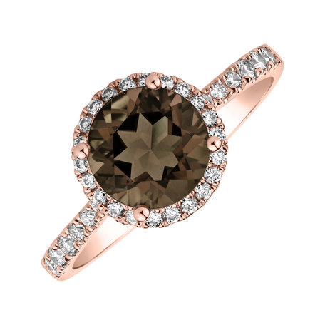 Diamond ring with Smoky Quartz Sparkly Bonbon