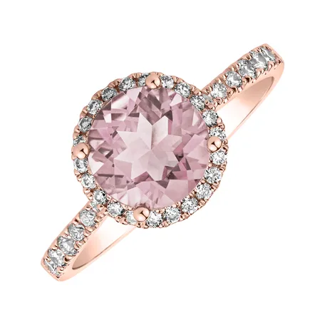 Diamond ring with Rose Quartz Sparkly Bonbon
