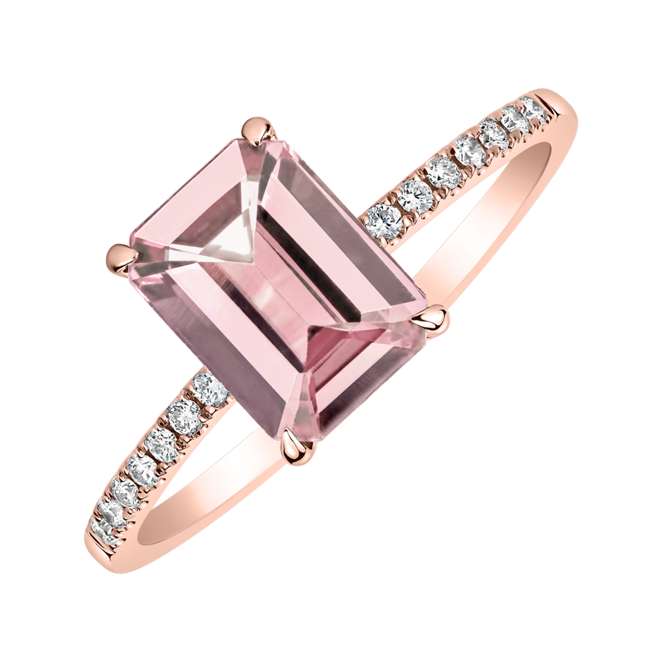 Diamond ring with Rose Quartz Perfect Promise