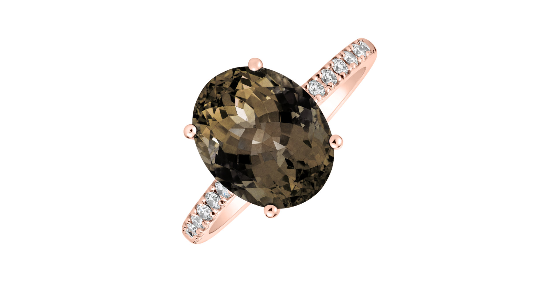 Diamond ring with Smoky Quartz Playful Glamour