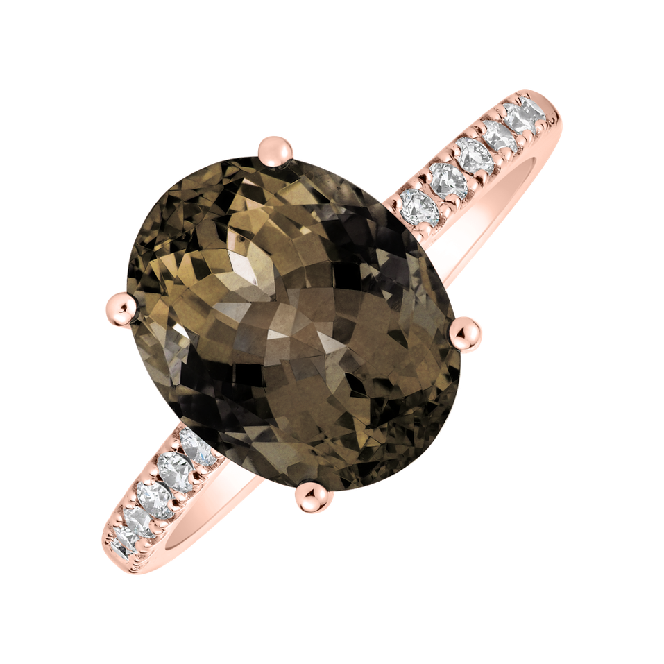 Diamond ring with Smoky Quartz Playful Glamour