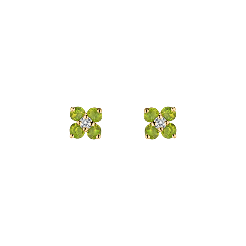 Diamond earrings with Peridot Divine Bloom