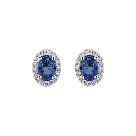 Diamond earrings with Sapphire Princess