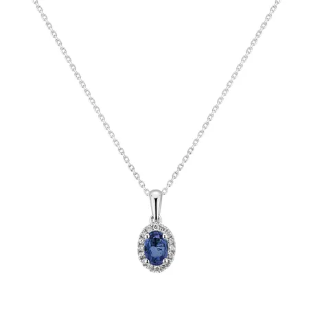 Diamond pendant with Sapphire Princess