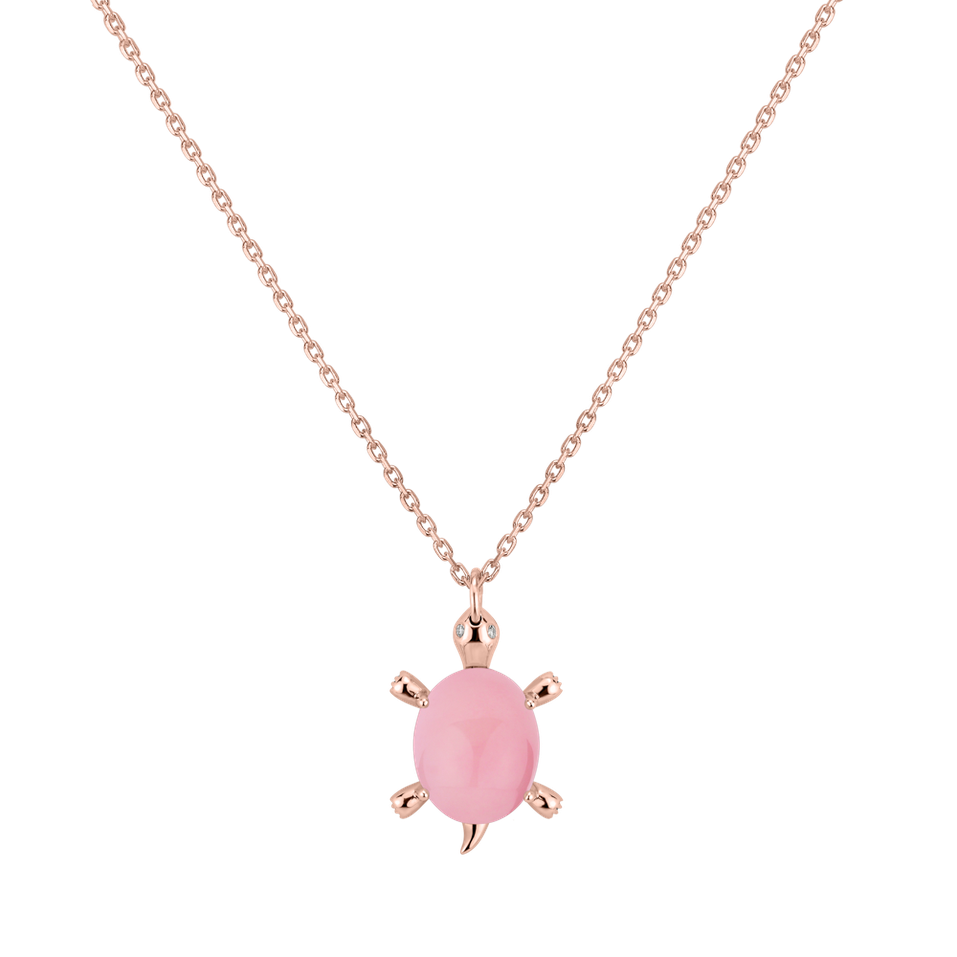 Diamond necklace with Rose Quartz Marvelous Turtle
