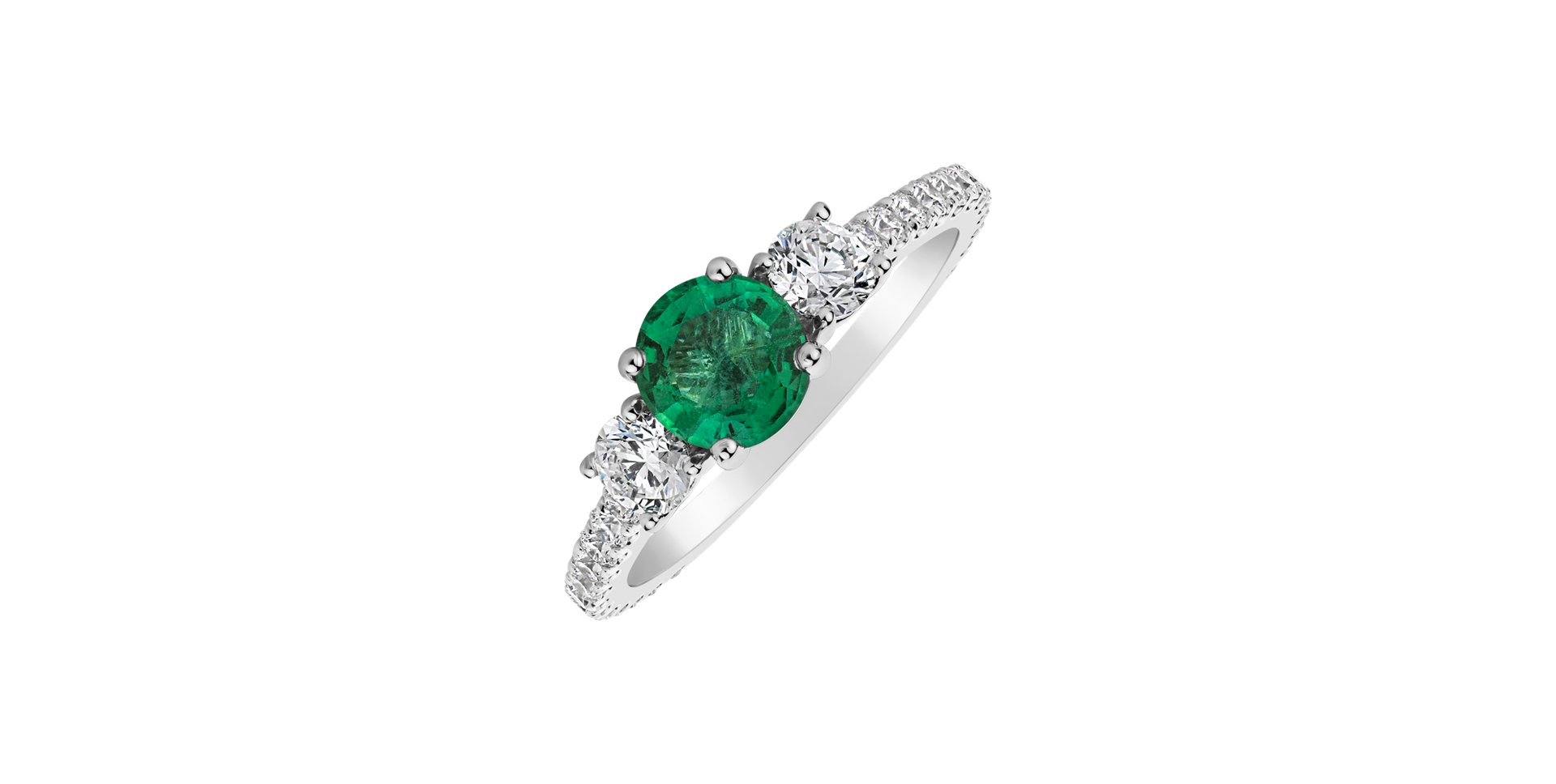 Diamond ring with Emerald Issien
