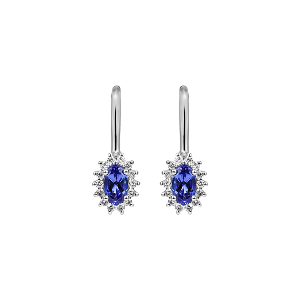 Diamond earrings with Tanzanite Princess Sparkle