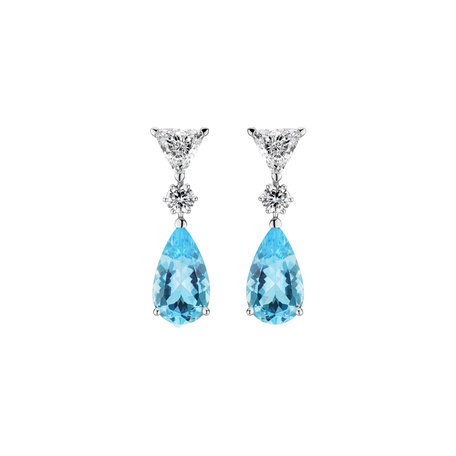 Diamond earrings with Aquamarine Aquamarine Tears