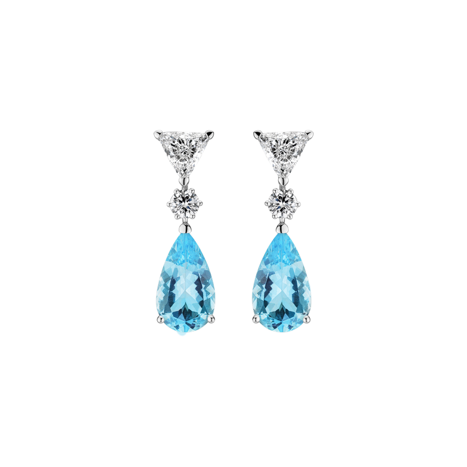 Diamond earrings with Aquamarine Aquamarine Tears
