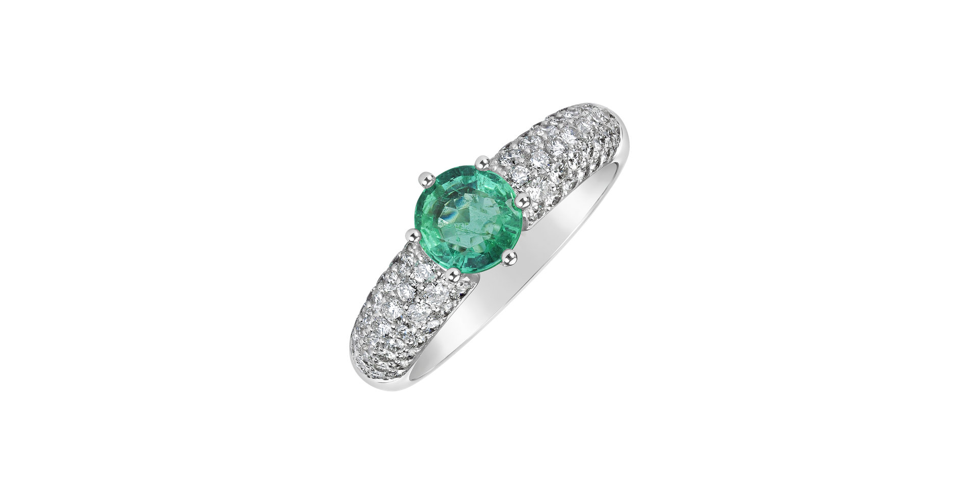 Diamond ring with Emerald Proud Desire