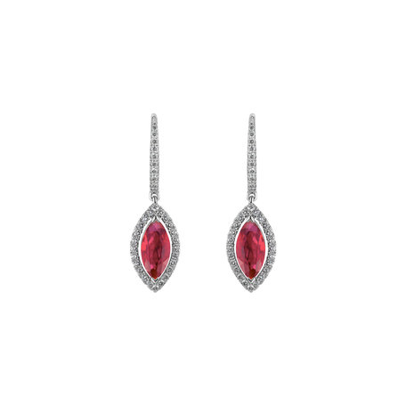 Diamond earrings with Ruby Red Leafs