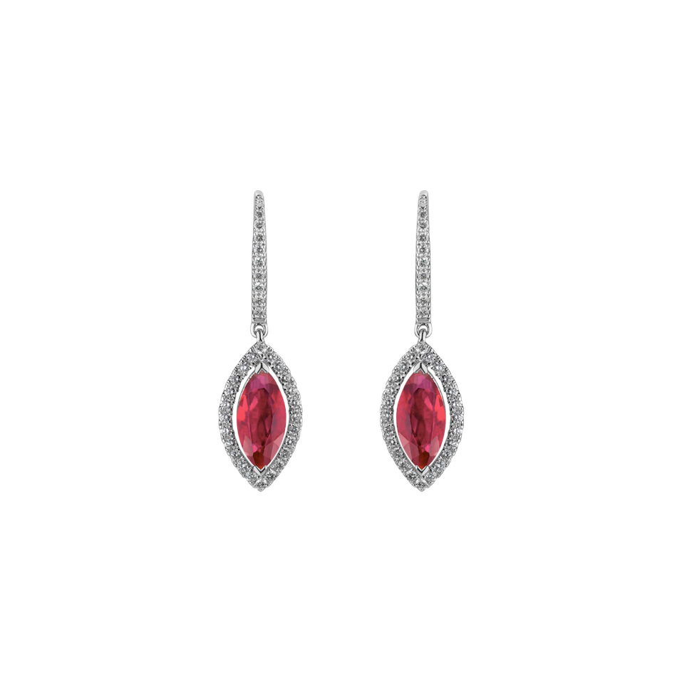 Diamond earrings with Ruby Red Leafs