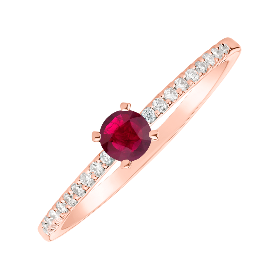 Diamond ring with Ruby Gem Simplicity