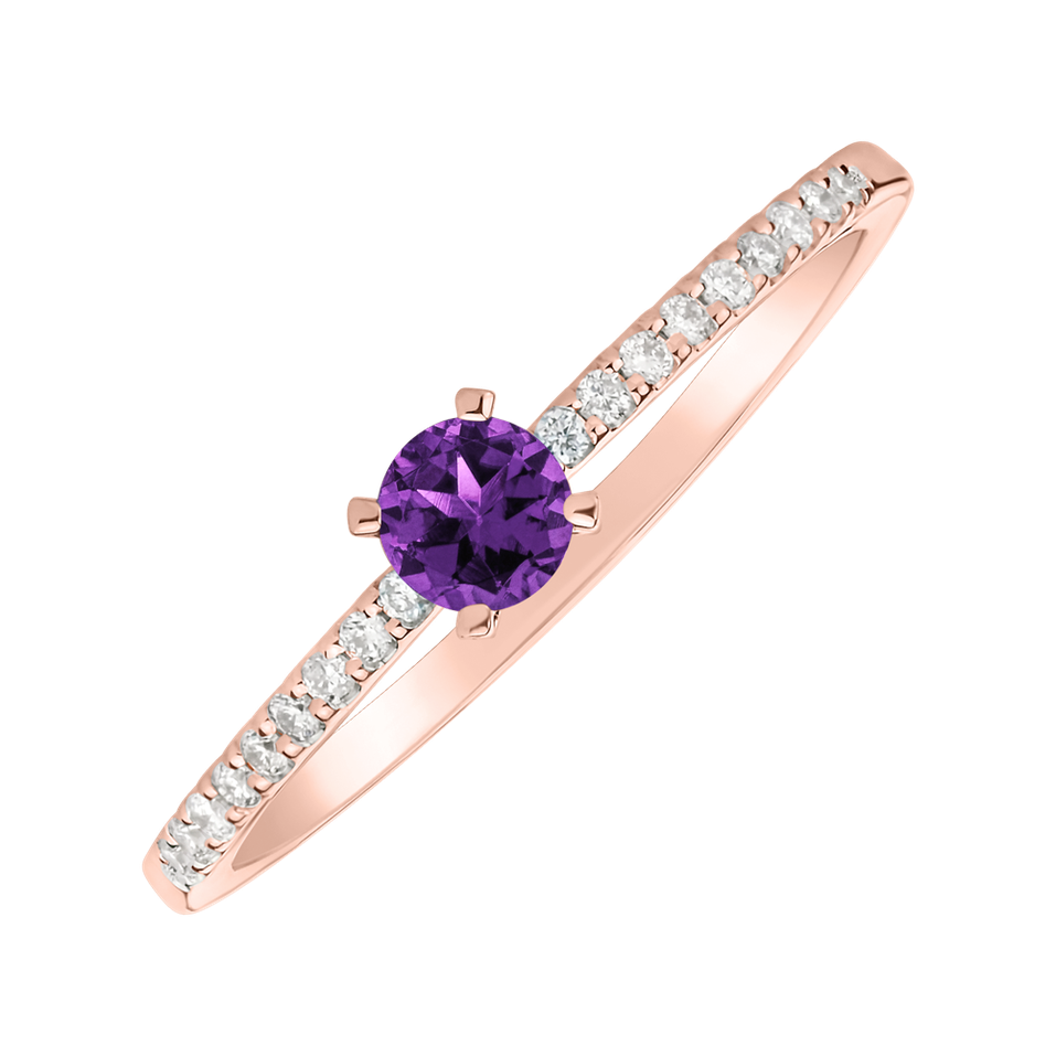 Diamond ring with Amethyst Gem Simplicity