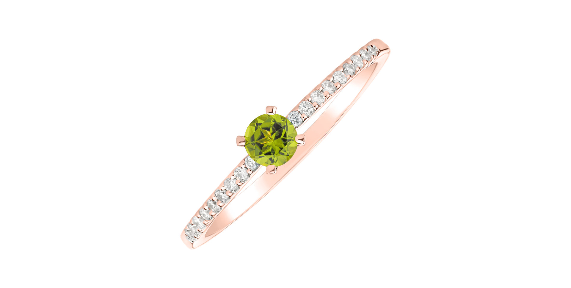 Diamond ring with Peridot Gem Simplicity
