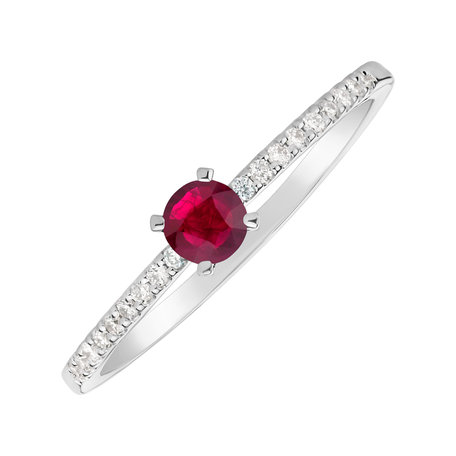 Diamond ring with Ruby Gem Simplicity