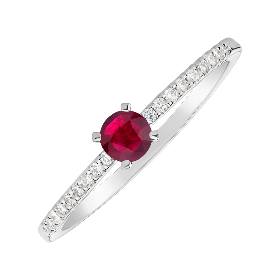 Diamond ring with Ruby Gem Simplicity
