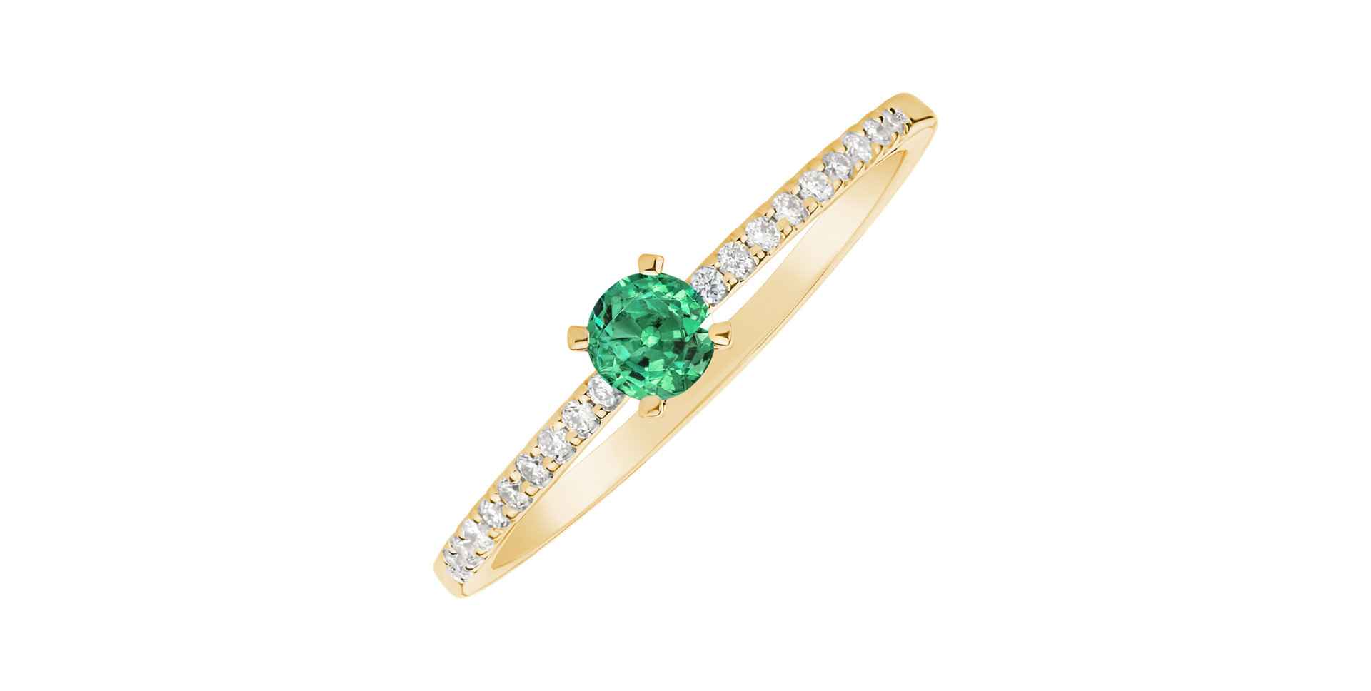 Diamond ring with Emerald Gem Simplicity
