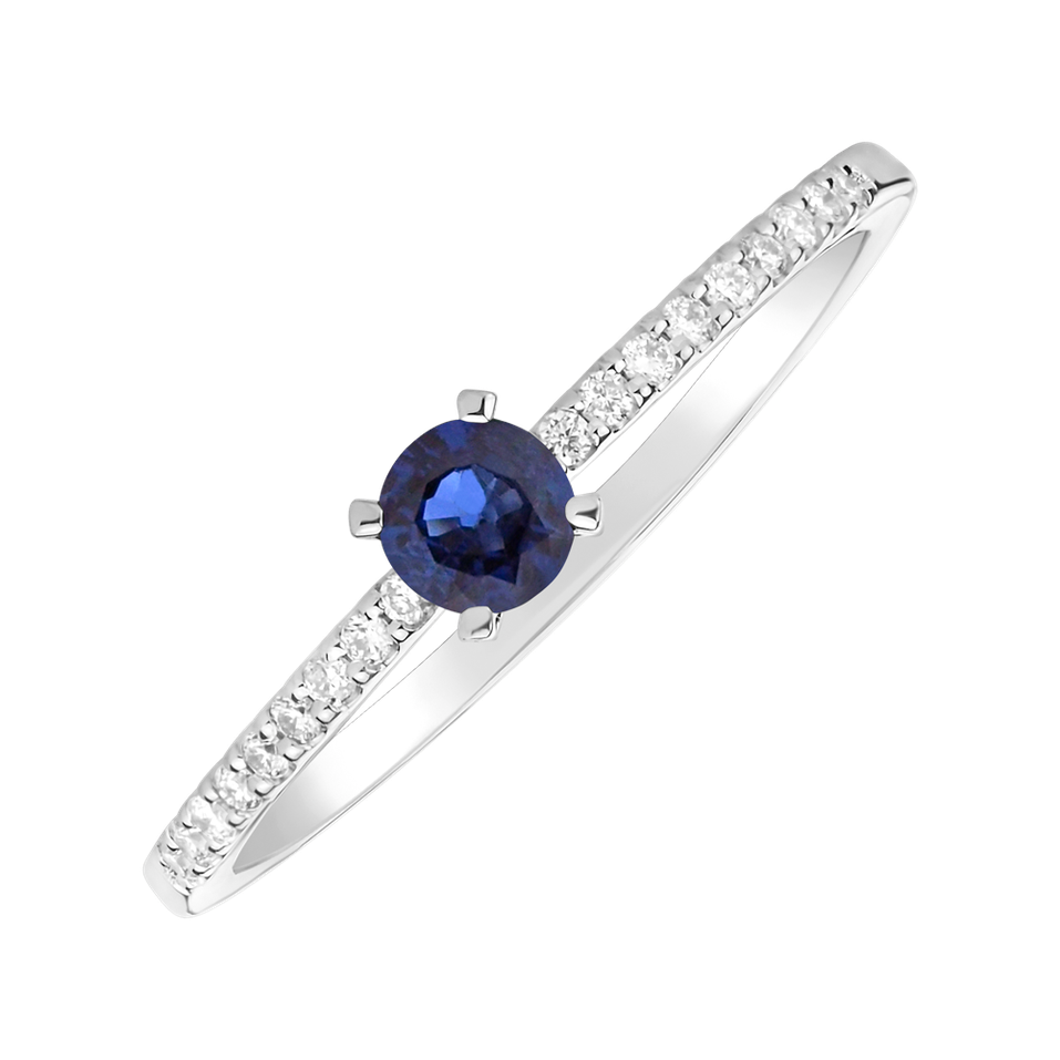 Diamond ring with Sapphire Gem Simplicity