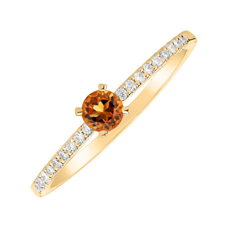 Diamond ring with Citrine Gem Simplicity