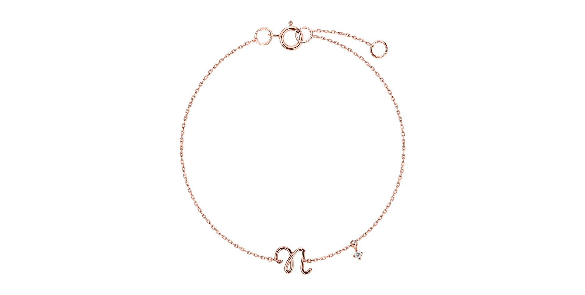 Diamond bracelet Curly Letter N
