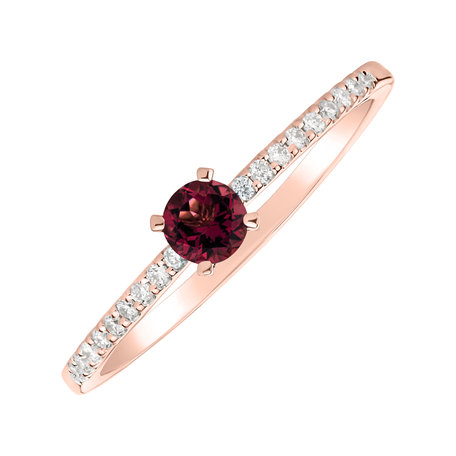 Diamond ring with Rhodolite Gem Simplicity