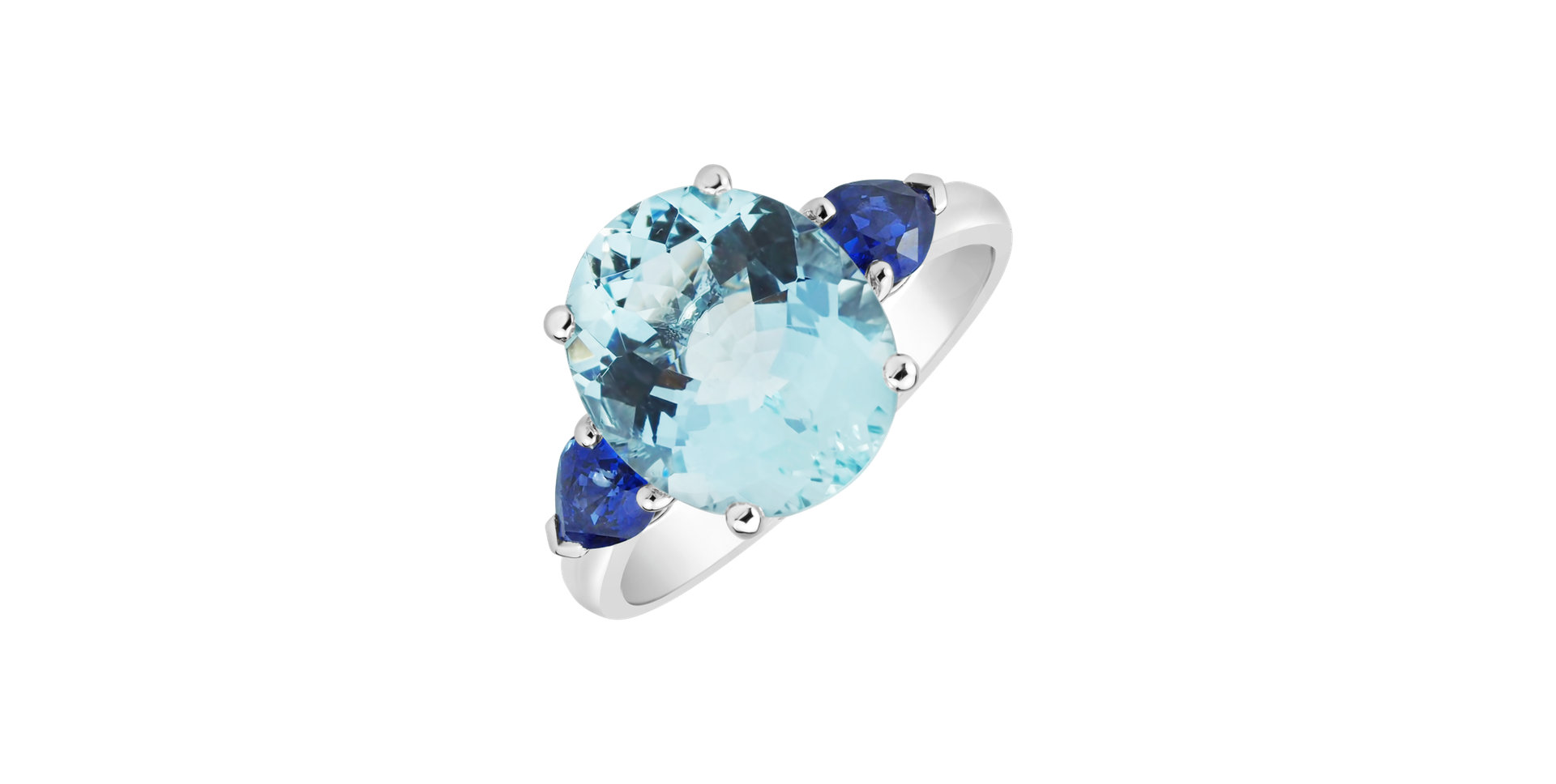 14ct white gold ring with Aquamarine and Sapphire Cissitha