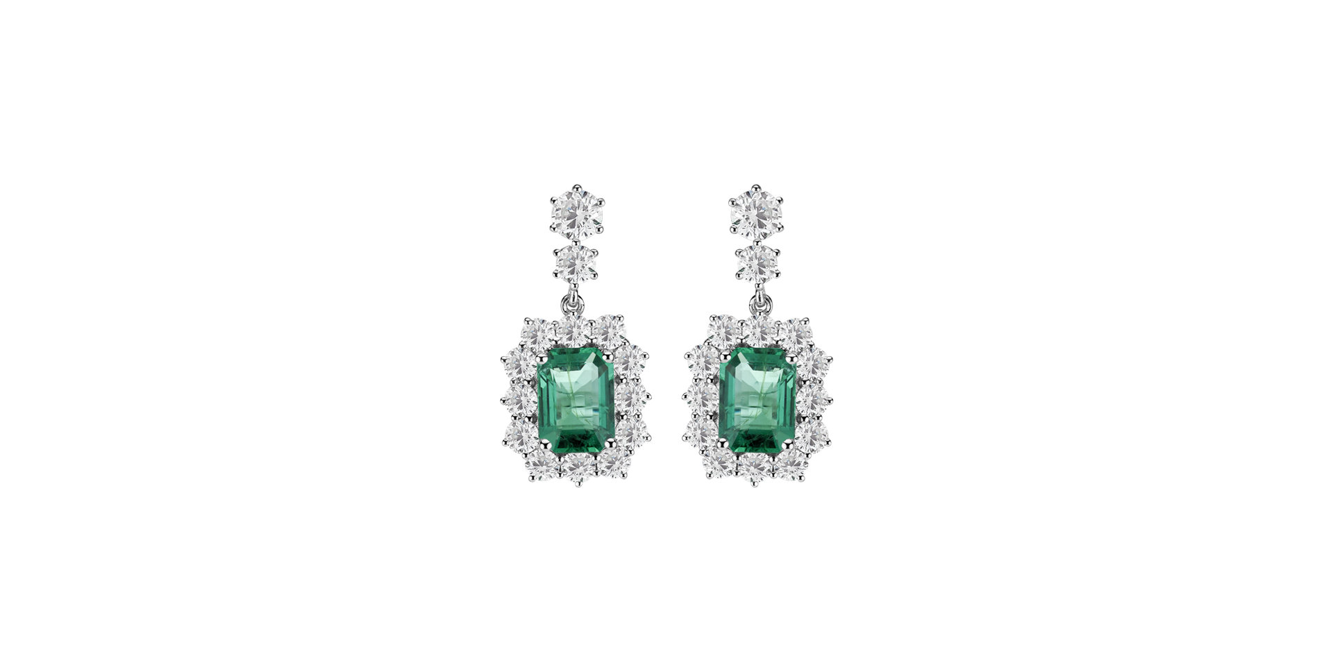 Diamond earrings with Emerald Hypnotic Secret