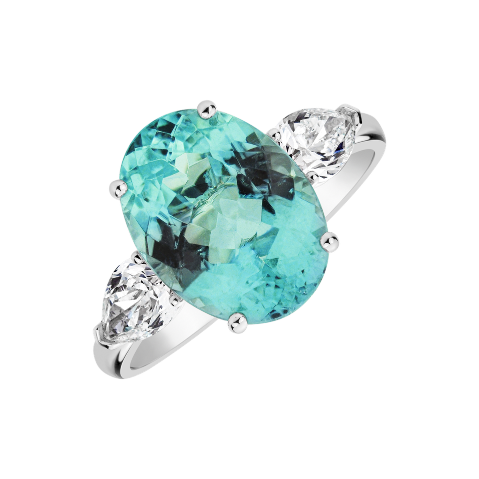 Diamond ring with Paraiba Fiona
