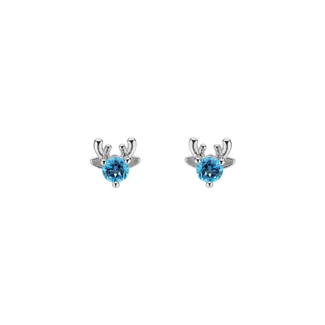 Earrings with Topaz Swiss The Deer