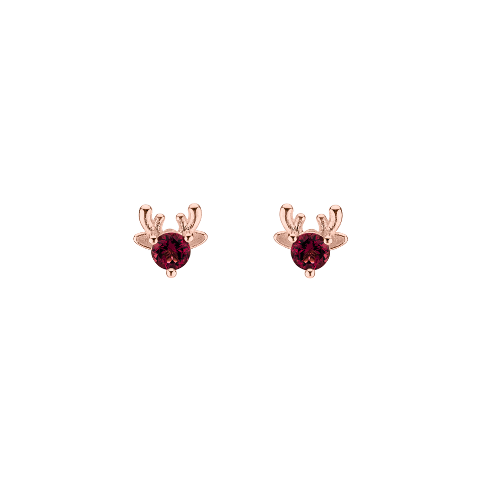 Earrings with Rhodolite The Deer
