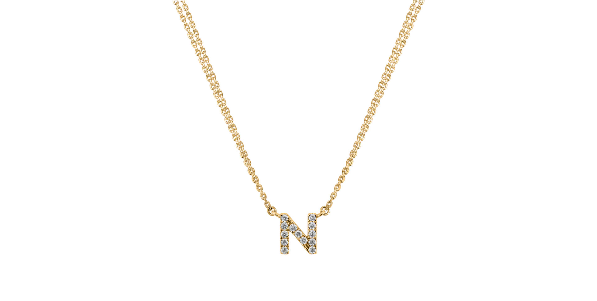 14ct yellow gold diamond necklace Shiny Alphabet