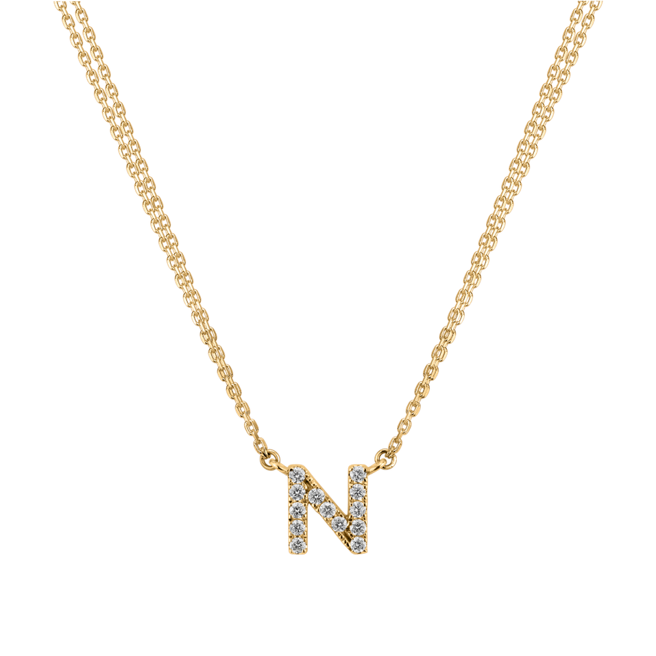 14ct yellow gold diamond necklace Shiny Alphabet
