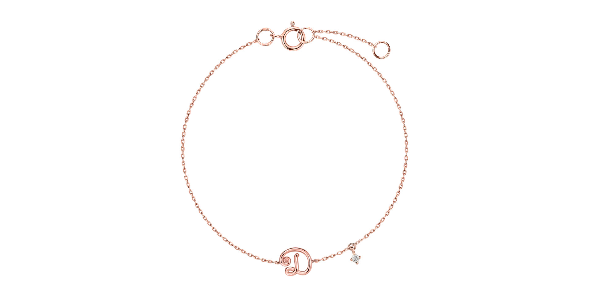Diamond bracelet Curly Letter D