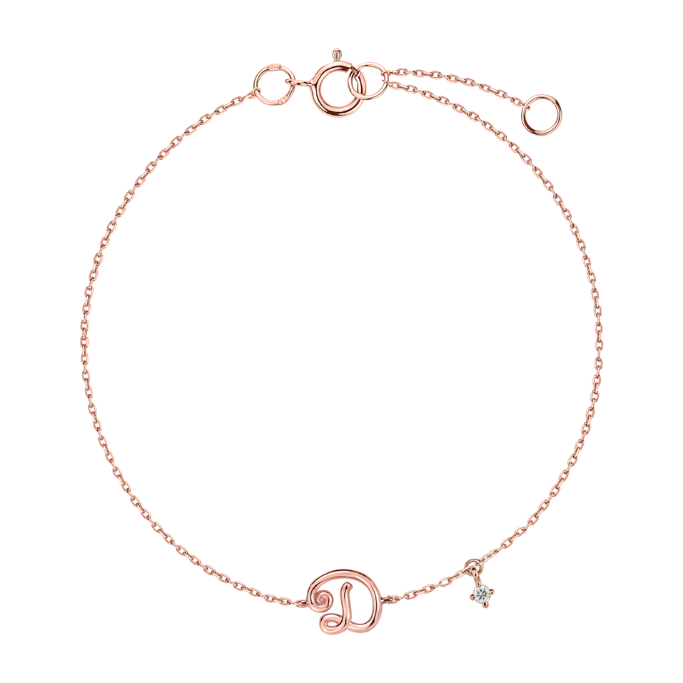 Diamond bracelet Curly Letter D