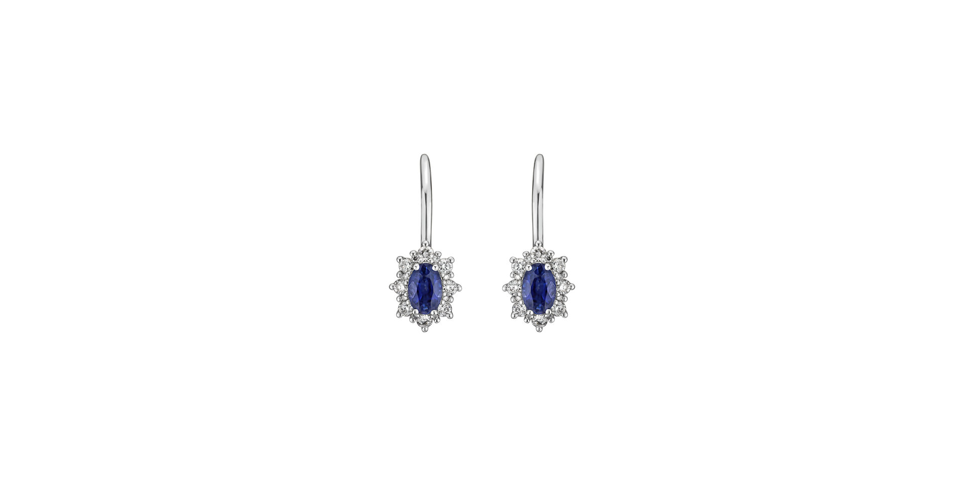 14ct white gold diamond earrings with Sapphire Royal Aurora