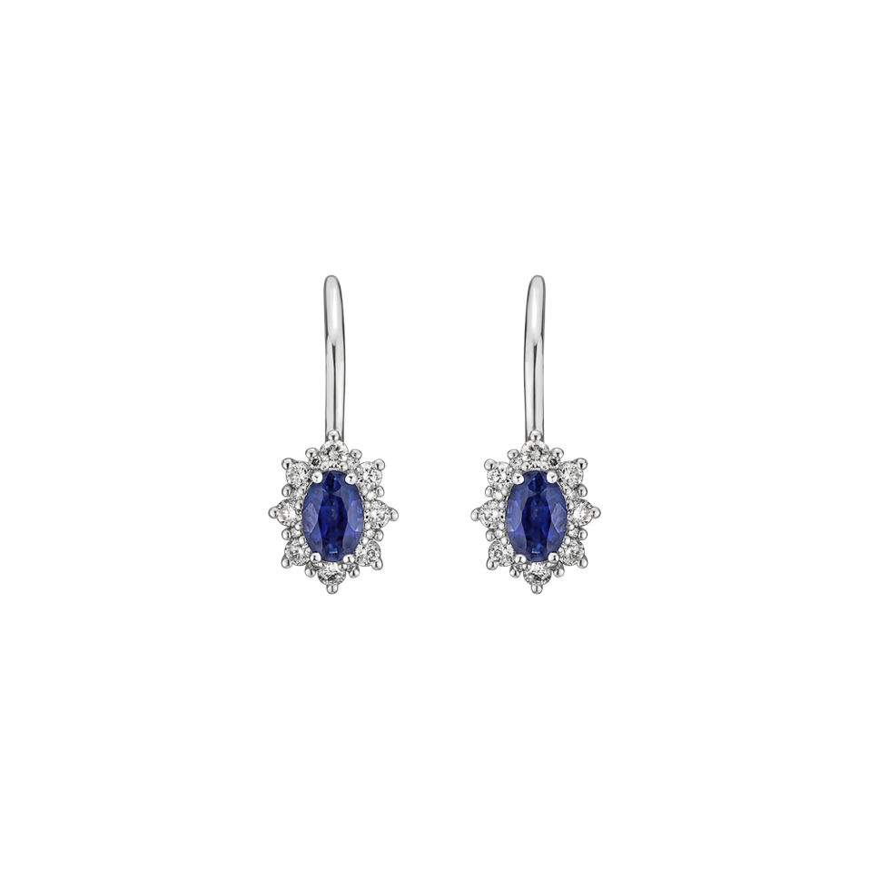 14ct white gold diamond earrings with Sapphire Royal Aurora
