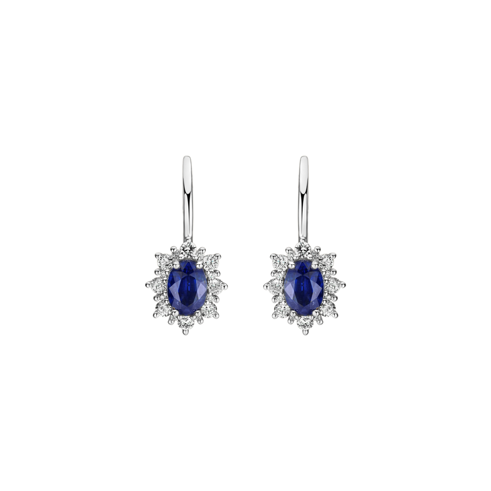 14ct white gold diamond earrings with Sapphire Royal Aurora