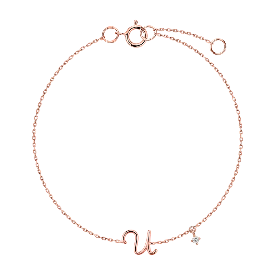 Diamond bracelet Curly Letter U