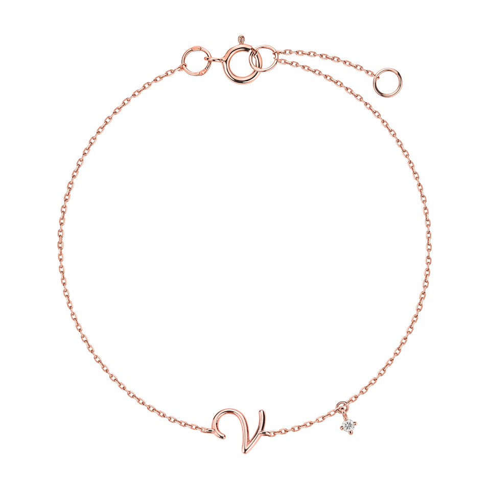Diamond bracelet Curly Letter V